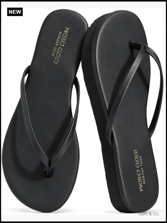 Shoes - Platform Flip Flops Women Memory Foam Non-Slip Summer Thong Sandals